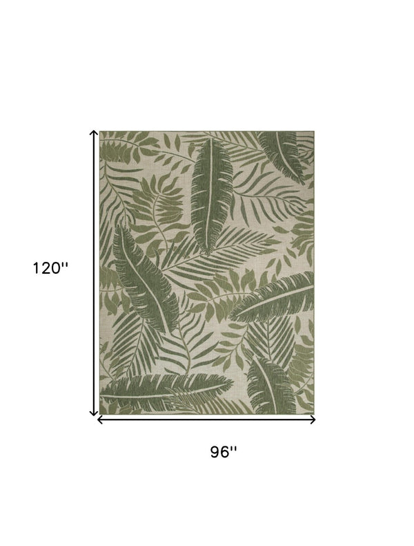 HomeRoots 8' X 10' Tropical Elegance Indoor Outdoor Area Rug - Durable, Stylish, Easy to Clean for Any Space 550225