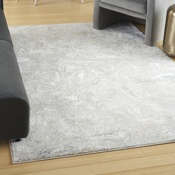 HomeRoots 5' Ivory Gray and Brown Abstract Area Rug – Soft, Non-Skid, Stain-Resistant Design for Modern Spaces 5' X 7' 550228
