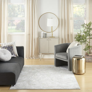 HomeRoots 5' Ivory Gray and Brown Abstract Area Rug – Soft, Non-Skid, Stain-Resistant Design for Modern Spaces 5' X 7' 550228