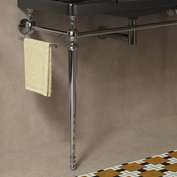 English Elm Vici 48 Inch Freestanding Bathroom Vanity with Iron Legs and Chrome Hardware Cabinet W2615P406552
