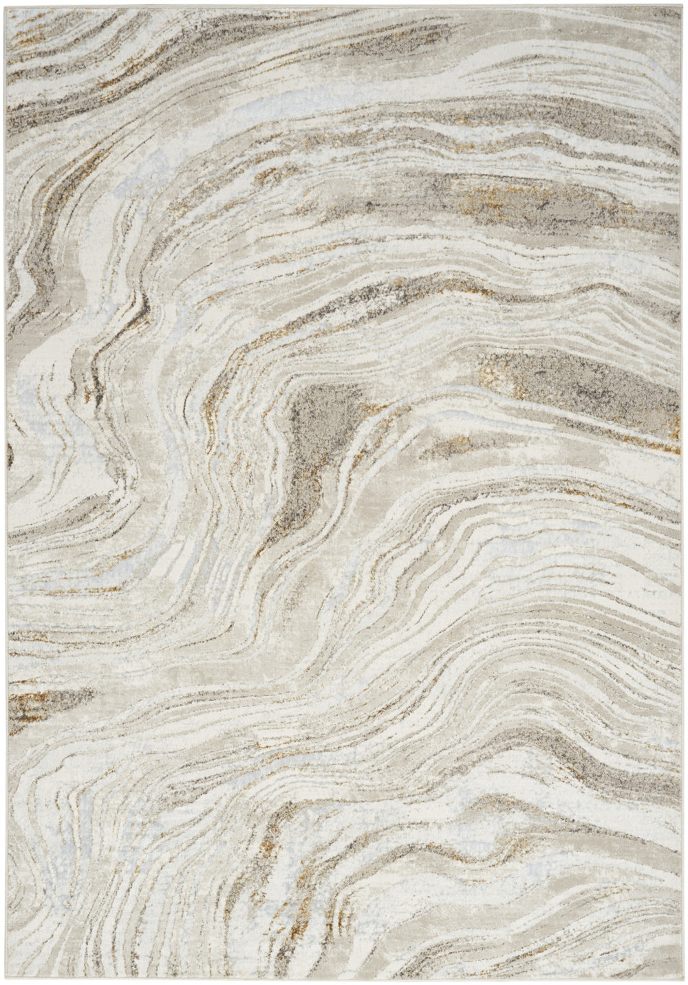 Homeroots 5' X 7' Gold Gray And Ivory Abstract Non Skid Area Rug  Polyester 550230