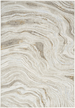 Homeroots 5' X 7' Gold Gray And Ivory Abstract Non Skid Area Rug  Polyester 550230