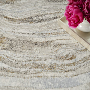 HomeRoots 5' Abstract Gold Gray and Ivory Non-Skid Area Rug - Stylish, Stain-Resistant, Durable Home Decor Piece 5' X 7' 550230