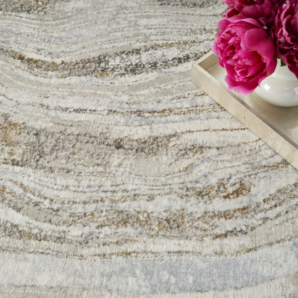 HomeRoots 5' Abstract Gold Gray and Ivory Non-Skid Area Rug - Stylish, Stain-Resistant, Durable Home Decor Piece 5' X 7' 550230
