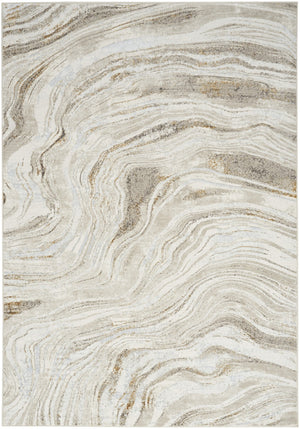 HomeRoots 5' Abstract Gold Gray and Ivory Non-Skid Area Rug - Stylish, Stain-Resistant, Durable Home Decor Piece 5' X 7' 550230
