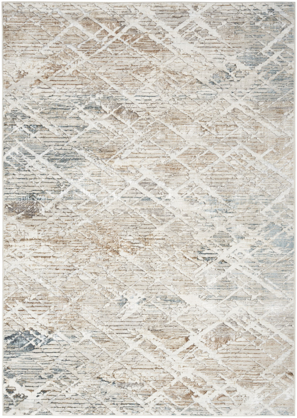 Homeroots 5' X 7' Ivory Blue And Gray Abstract Non Skid Area Rug  Polyester 550231