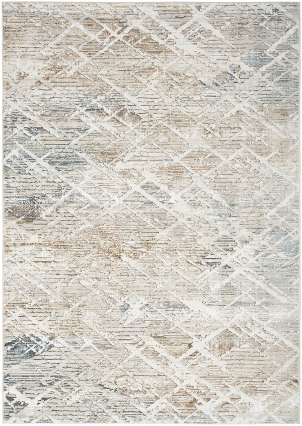 Homeroots 5' X 7' Ivory Blue And Gray Abstract Non Skid Area Rug  Polyester 550231
