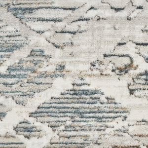 HomeRoots 5' Ivory Blue and Gray Abstract Area Rug - Modern, Stain-Resistant, Durable Design for Any Space 5' X 7' 550231