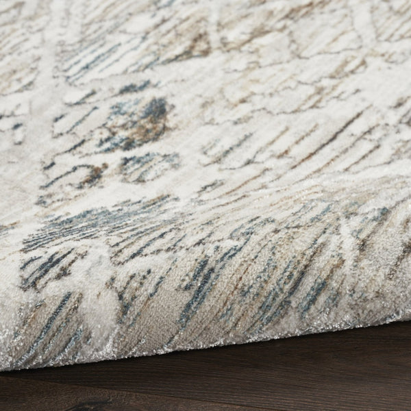 HomeRoots 5' Ivory Blue and Gray Abstract Area Rug - Modern, Stain-Resistant, Durable Design for Any Space 5' X 7' 550231