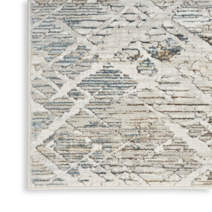 HomeRoots 5' Ivory Blue and Gray Abstract Area Rug - Modern, Stain-Resistant, Durable Design for Any Space 5' X 7' 550231