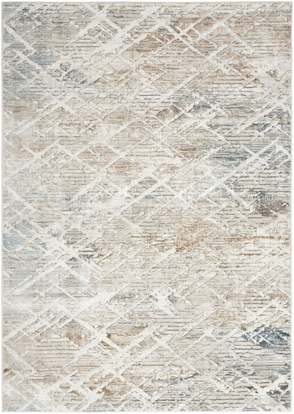 Homeroots 5' X 7' Ivory Blue And Gray Abstract Non Skid Area Rug  Polyester 550231
