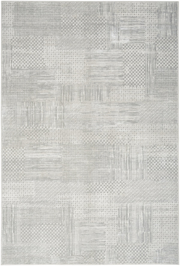 Homeroots 5' X 7' Silver And Gray Abstract Non Skid Area Rug  Polyester 550232