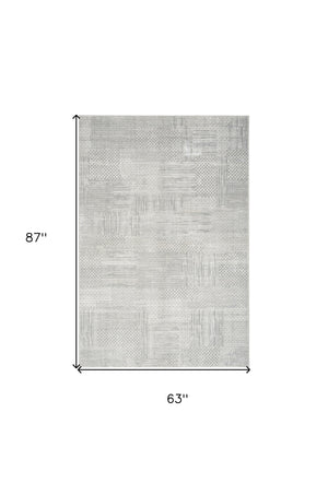 Homeroots 5' X 7' Silver And Gray Abstract Non Skid Area Rug  Polyester 550232