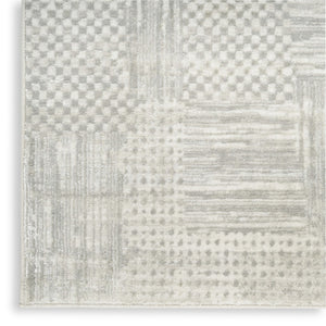 HomeRoots 5' Silver and Gray Abstract Area Rug - Modern Elegance, Non-Skid, Durable, Stain Resistant Design 5' X 7' 550232