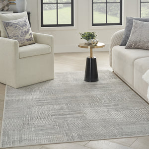 Homeroots 5' X 7' Silver And Gray Abstract Non Skid Area Rug  Polyester 550232