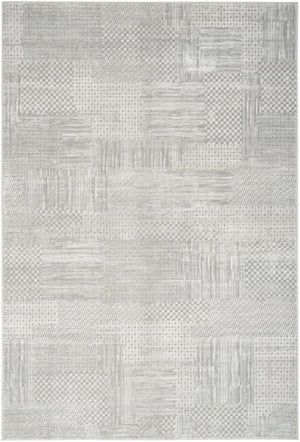 HomeRoots 5' Silver and Gray Abstract Area Rug - Modern Elegance, Non-Skid, Durable, Stain Resistant Design 5' X 7' 550232