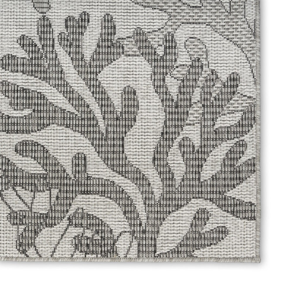 HomeRoots 8' X 10' Nautical Indoor Outdoor Area Rug in Gray, Black, and Ivory for Coastal Style & Durability 550234