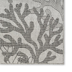 HomeRoots 8' X 10' Nautical Indoor Outdoor Area Rug in Gray, Black, and Ivory for Coastal Style & Durability 550234