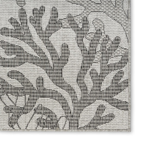 HomeRoots 8' X 10' Nautical Indoor Outdoor Area Rug in Gray, Black, and Ivory for Coastal Style & Durability 550234
