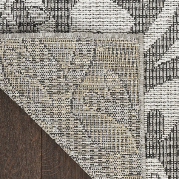 HomeRoots 8' X 10' Nautical Indoor Outdoor Area Rug in Gray, Black, and Ivory for Coastal Style & Durability 550234