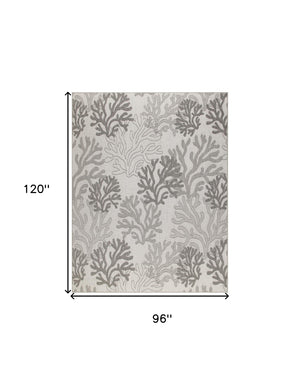 HomeRoots 8' X 10' Nautical Indoor Outdoor Area Rug in Gray, Black, and Ivory for Coastal Style & Durability 550234