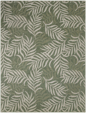 HomeRoots 8' X 10' Tropical Ivory and Green Palm Leaf Area Rug for Indoor and Outdoor Spaces - Easy Care! 550236