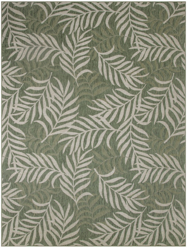 HomeRoots 8' X 10' Tropical Ivory and Green Palm Leaf Area Rug for Indoor and Outdoor Spaces - Easy Care! 550236
