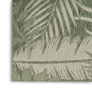 HomeRoots 8' X 10' Coastal Ivory and Green Palm Leaf Area Rug - Durable Indoor/Outdoor Mat for Any Space 550237