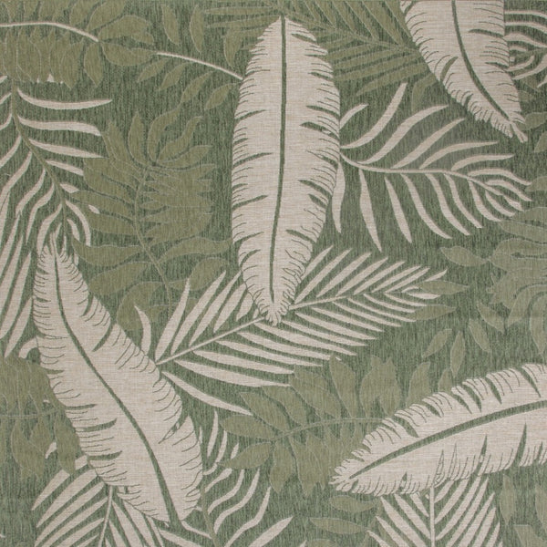 HomeRoots 8' X 10' Coastal Ivory and Green Palm Leaf Area Rug - Durable Indoor/Outdoor Mat for Any Space 550237