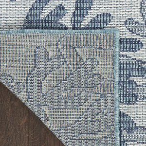 HomeRoots 8' x 10' Nautical Indoor Outdoor Area Rug in Navy Blue, Sky Blue & Ivory – Durable Coastal Style! 550241