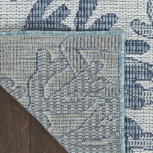 HomeRoots 8' x 10' Nautical Indoor Outdoor Area Rug in Navy Blue, Sky Blue & Ivory – Durable Coastal Style! 550241