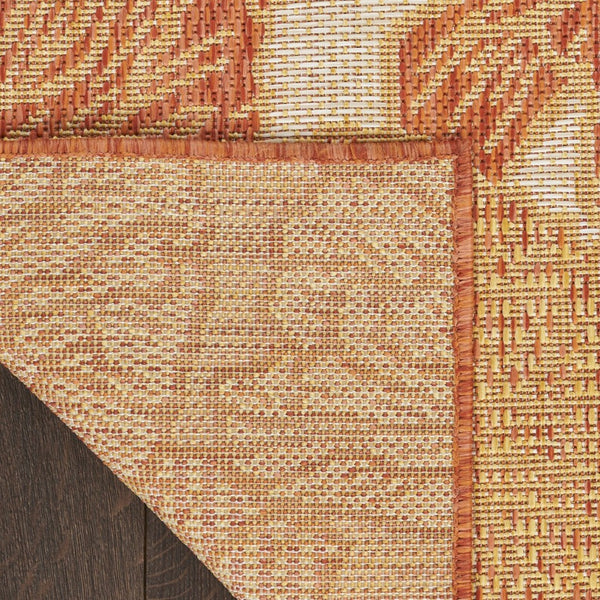HomeRoots 8' X 10' Coral and Beige Floral Indoor-Outdoor Rug - Durable, Stylish, Easy-Clean for Any Space 550244