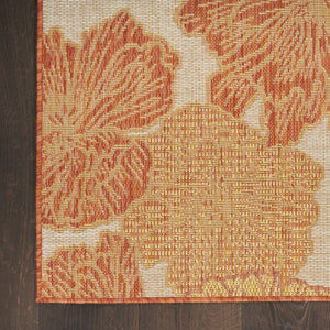 HomeRoots 8' X 10' Coral and Beige Floral Indoor-Outdoor Rug - Durable, Stylish, Easy-Clean for Any Space 550244