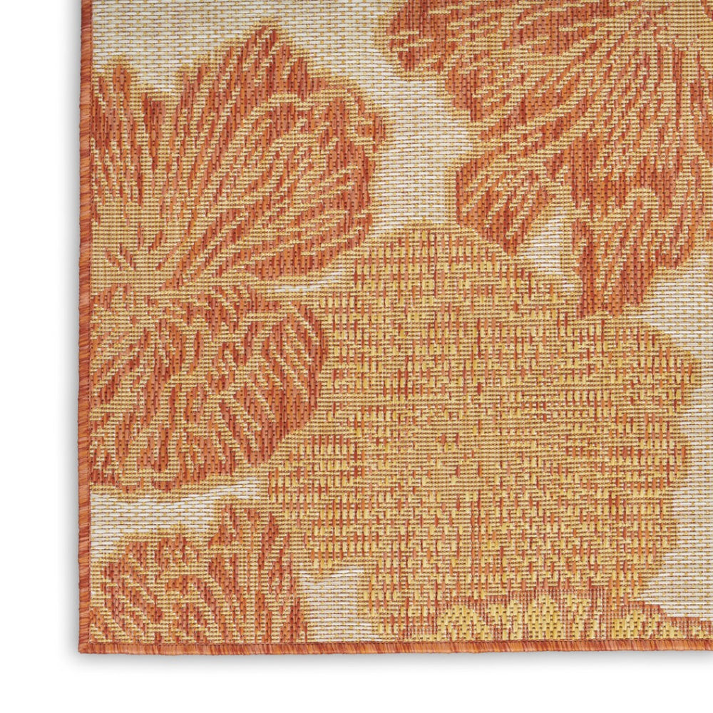 HomeRoots 8' X 10' Coral and Beige Floral Indoor-Outdoor Rug - Durable, Stylish, Easy-Clean for Any Space 550244