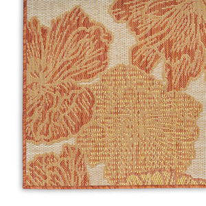 HomeRoots 8' X 10' Coral and Beige Floral Indoor-Outdoor Rug - Durable, Stylish, Easy-Clean for Any Space 550244