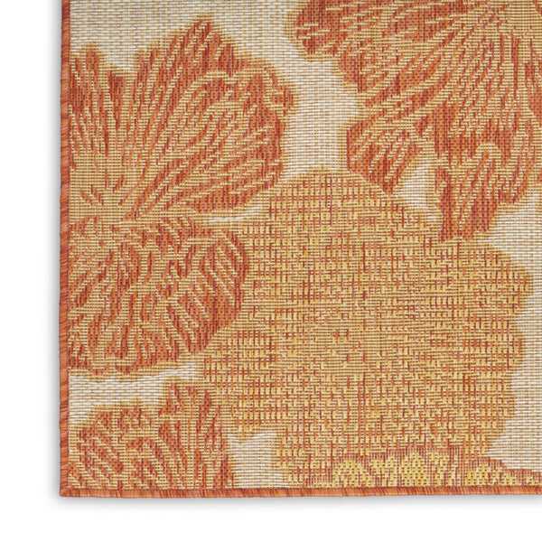 HomeRoots 8' X 10' Coral and Beige Floral Indoor-Outdoor Rug - Durable, Stylish, Easy-Clean for Any Space 550244
