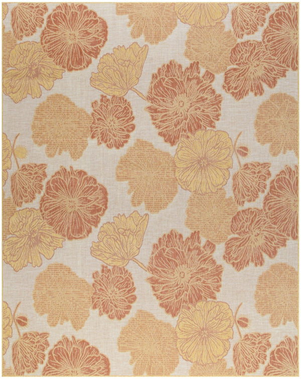 HomeRoots 8' X 10' Coral and Beige Floral Indoor-Outdoor Rug - Durable, Stylish, Easy-Clean for Any Space 550244