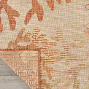 HomeRoots 8' X 10' Coral and Beige Nautical Area Rug - Indoor/Outdoor Durable, Easy-Care Tropical Style 550245