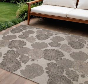 HomeRoots 8' X 10' Elegant Taupe and Ivory Floral Area Rug for Indoor/Outdoor Use - Stylish & Durable Design 550247