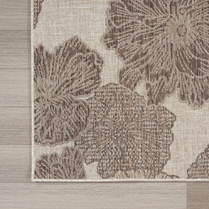 HomeRoots 8' X 10' Elegant Taupe and Ivory Floral Area Rug for Indoor/Outdoor Use - Stylish & Durable Design 550247