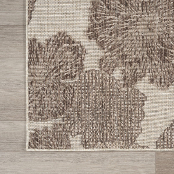 HomeRoots 8' X 10' Elegant Taupe and Ivory Floral Area Rug for Indoor/Outdoor Use - Stylish & Durable Design 550247