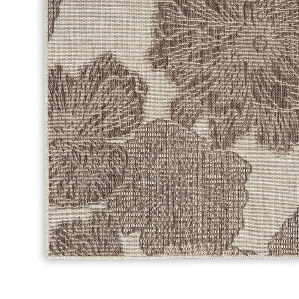 HomeRoots 8' X 10' Elegant Taupe and Ivory Floral Area Rug for Indoor/Outdoor Use - Stylish & Durable Design 550247