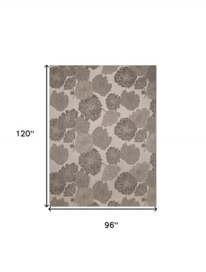 HomeRoots 8' X 10' Elegant Taupe and Ivory Floral Area Rug for Indoor/Outdoor Use - Stylish & Durable Design 550247