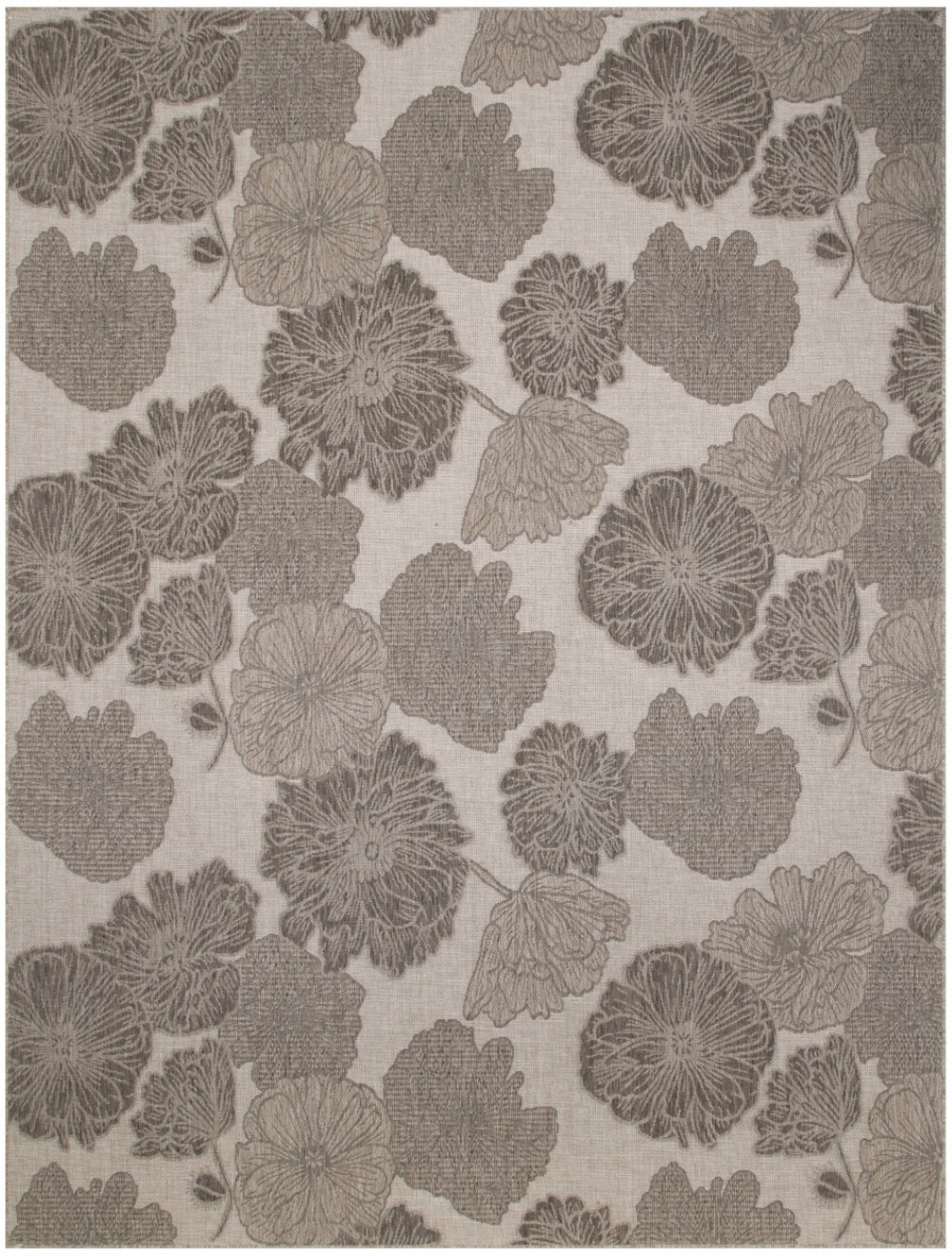 HomeRoots 8' X 10' Elegant Taupe and Ivory Floral Area Rug for Indoor/Outdoor Use - Stylish & Durable Design 550247