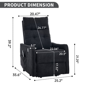 English Elm Beige Chenille Power Lift Recliner with Massage Heat and Usb for Senior Comfort Black W1803P369081
