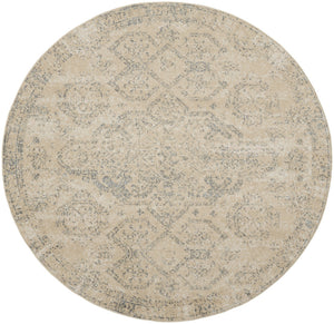 Homeroots 8' Beige And Gray Geometric Distressed Round Rug - Durable, Stain Resistant, Perfect For Kids & Pets!  Polypropylene 550256
