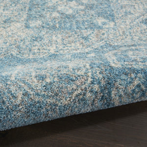HomeRoots 8' Ivory and Light Blue Geometric Distressed Rug – Modern Style, Durable, Easy-Care for Any Room 8' Round 550261
