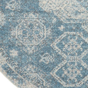 HomeRoots 8' Ivory and Light Blue Geometric Distressed Rug – Modern Style, Durable, Easy-Care for Any Room 8' Round 550261