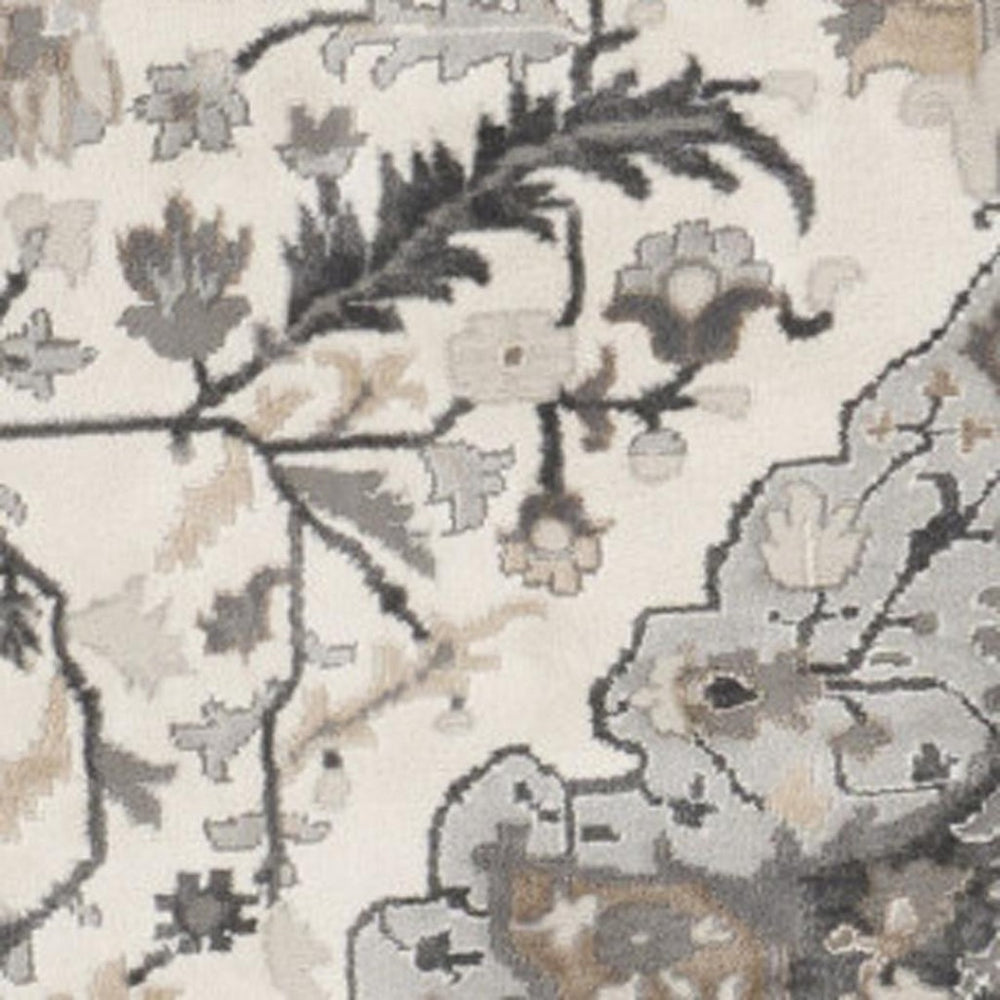 HomeRoots 8' Elegant Ivory Floral Medallion Rug - Stylish Non-Skid Design for Living Spaces & Bedrooms 8' Round 550267