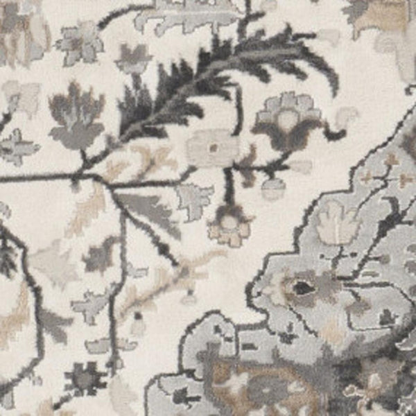 HomeRoots 8' Elegant Ivory Floral Medallion Rug - Stylish Non-Skid Design for Living Spaces & Bedrooms 8' Round 550267